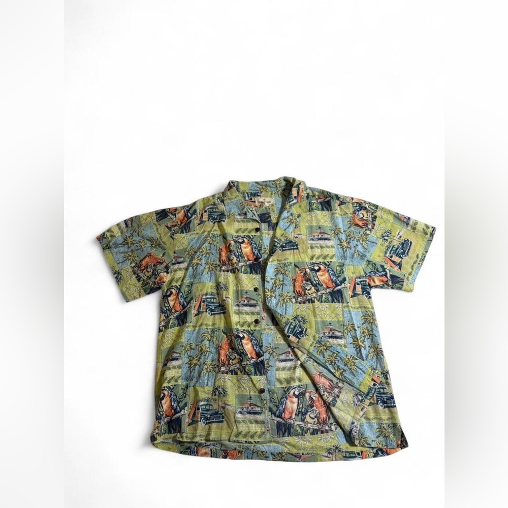 Paradise Shores Hawaiian Tropical Parrot Print Shirt XXL